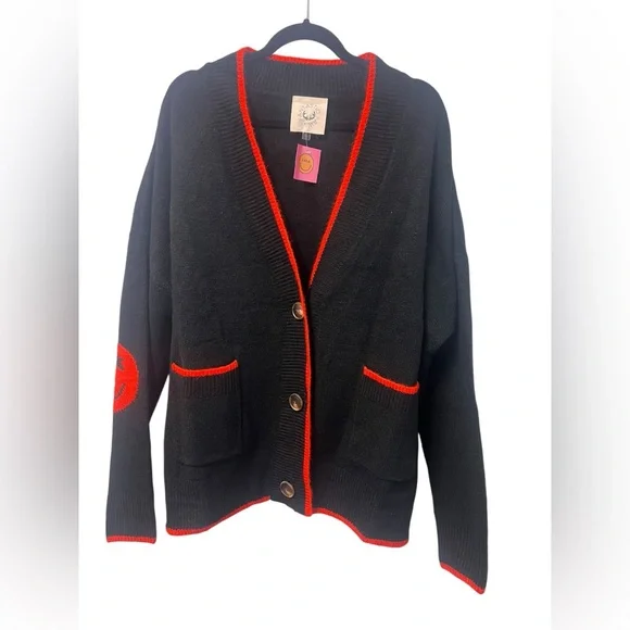 Fantastic Fawn Black Cardigan with Red Accents - Picture 6 of 8